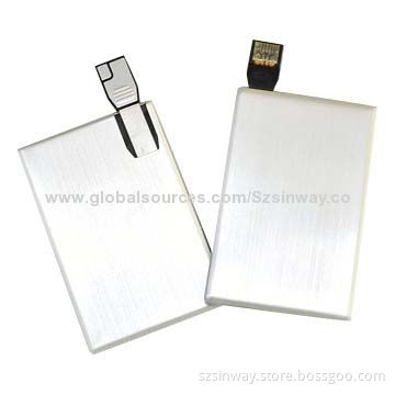Slim Metal Card USB Stickers with 2-32GB, Promotional Gift